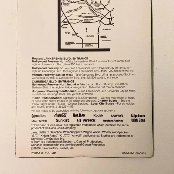 Vintage 1985 Universal Studios Tours  California Brochure Pamphlet - Picture 6 of 13